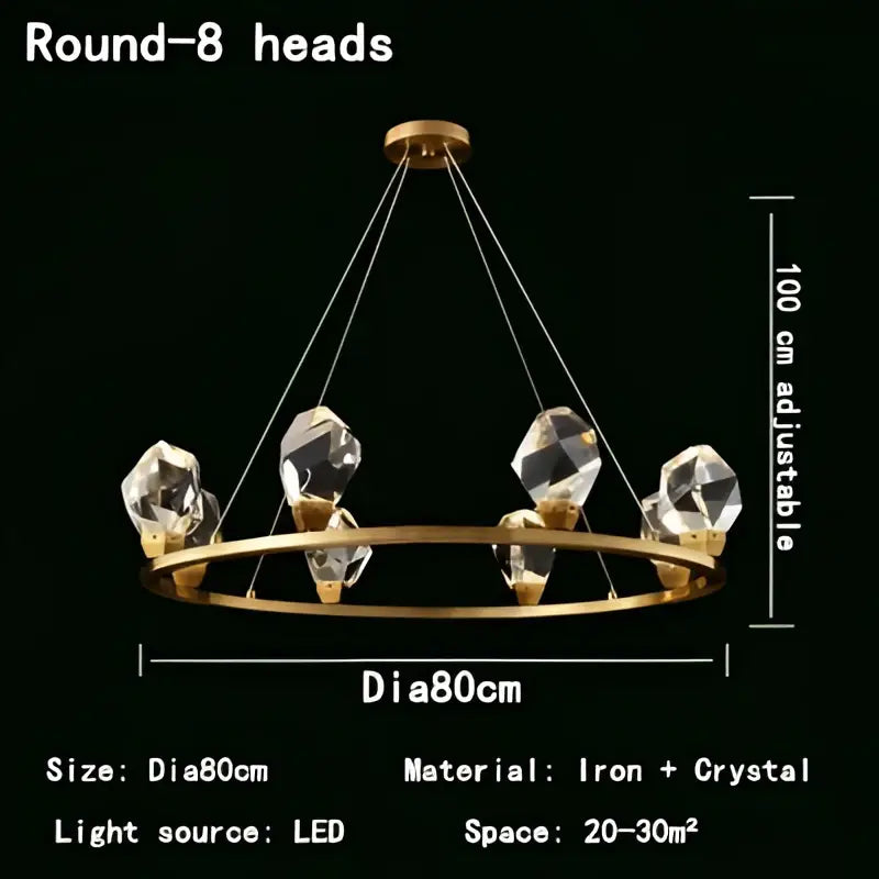 Modern gold geometric crystal chandelier led – dining room pendant lights