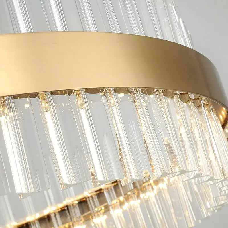 Modern gold crystal led ring chandelier for dining room