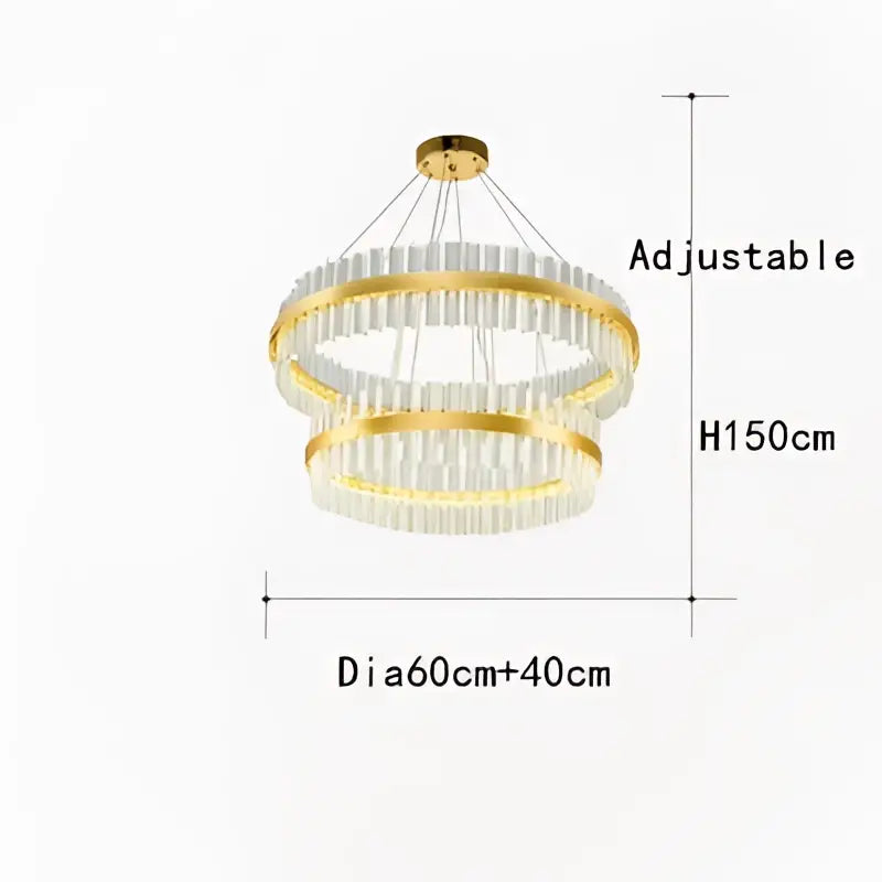 Modern gold crystal chandelier led ring lamp dining room decor