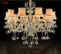 Modern gold crystal chandelier light bedroom with beige shades