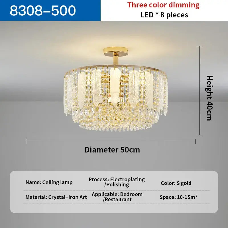 Elegant tiered gold crystal chandelier light for dining room