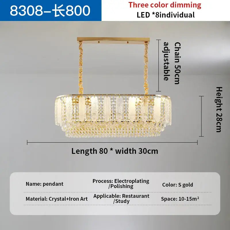 Elegant tiered gold crystal chandelier light for dining room