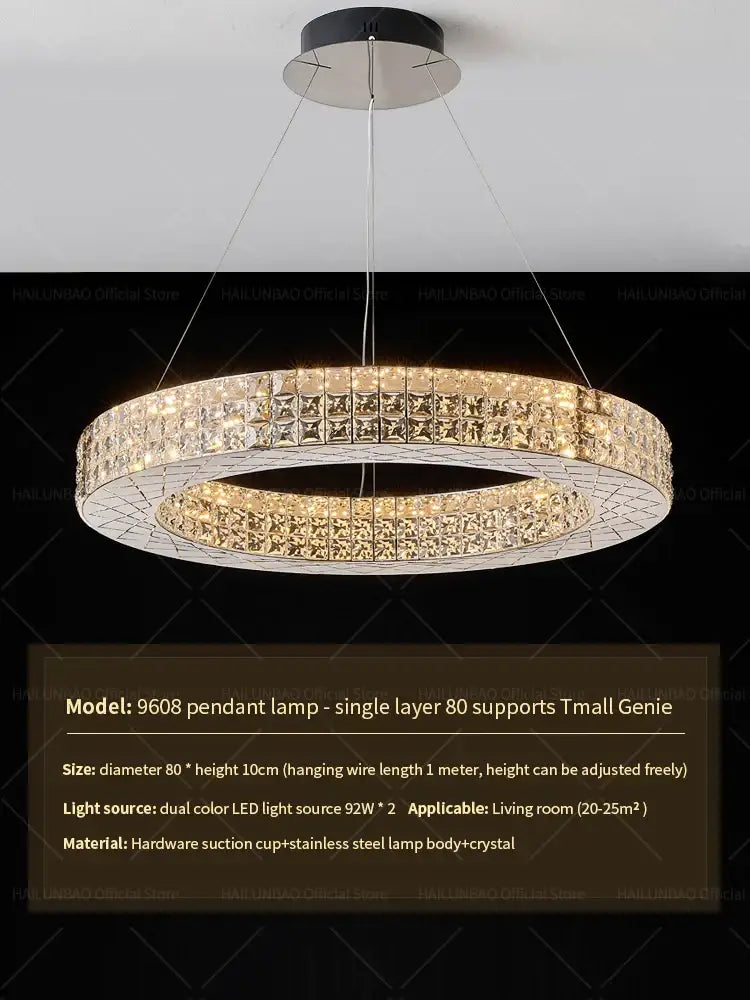 Modern gold double tier decorbites crystal chandelier living room light