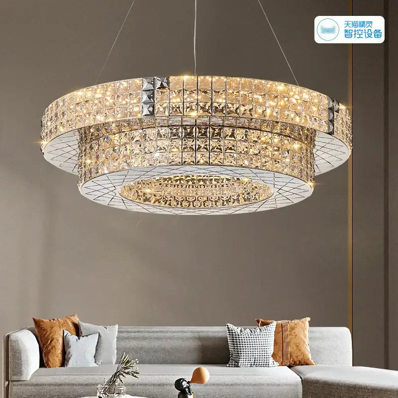 Modern gold double tier decorbites crystal chandelier living room light