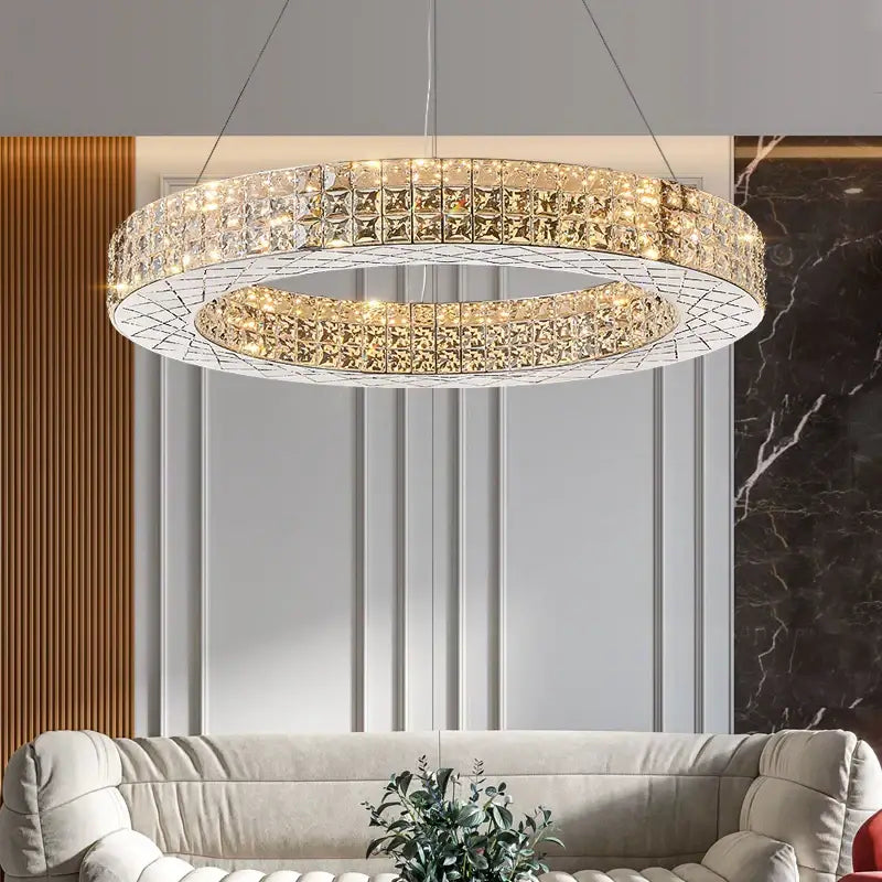 Modern gold double tier decorbites crystal chandelier living room light