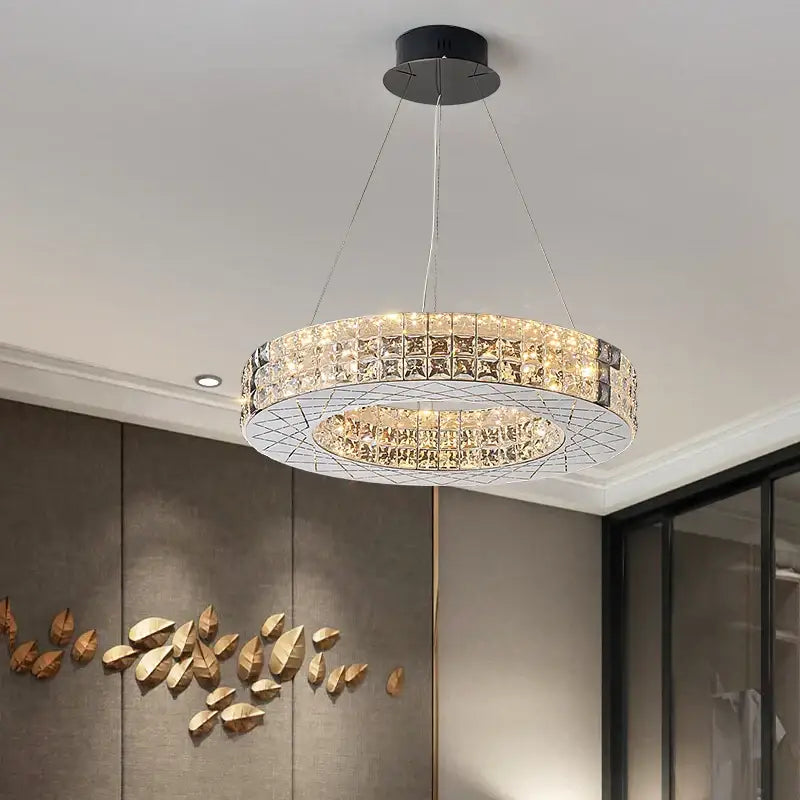 Modern gold double tier decorbites crystal chandelier living room light