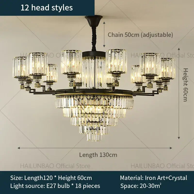 Decorbites crystal chandelier light black & gold dining room luxury