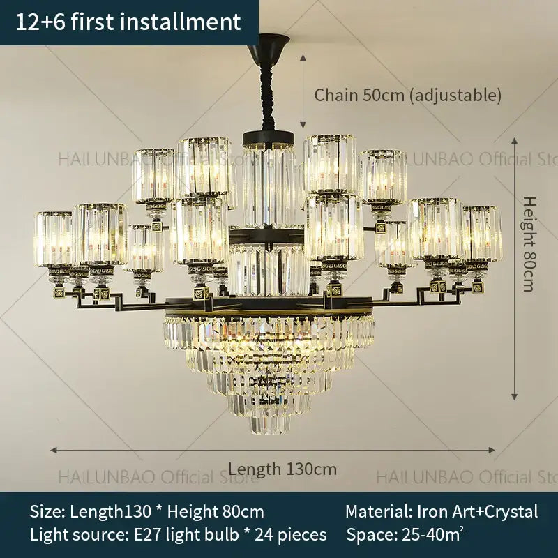 Decorbites crystal chandelier light black & gold dining room luxury
