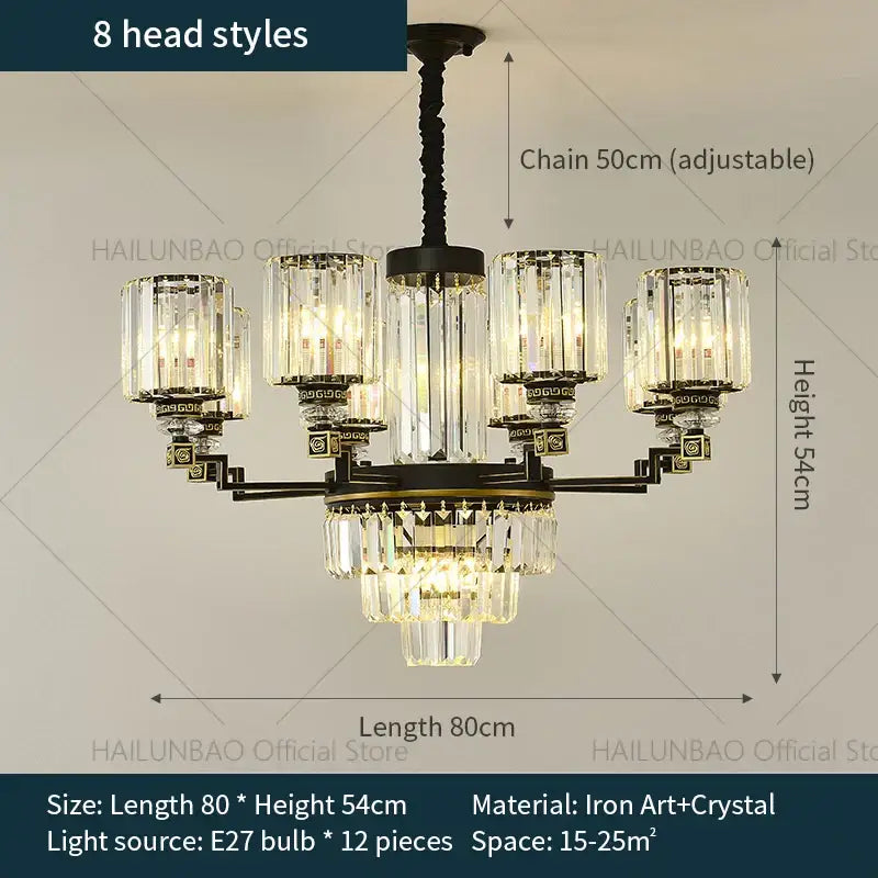 Decorbites crystal chandelier light black & gold dining room luxury