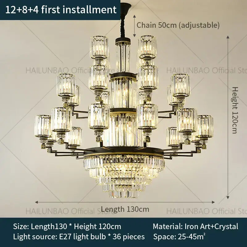 Decorbites crystal chandelier light black & gold dining room luxury