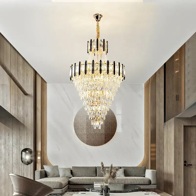 Luxury black & gold decorbites crystal chandelier light living room