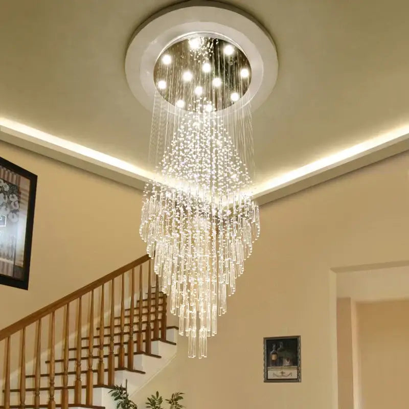 Modern decorbites crystal chandelier staircase cascading glass light