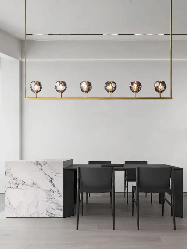 Modern gold linear crystal chandelier lights kitchen pendant