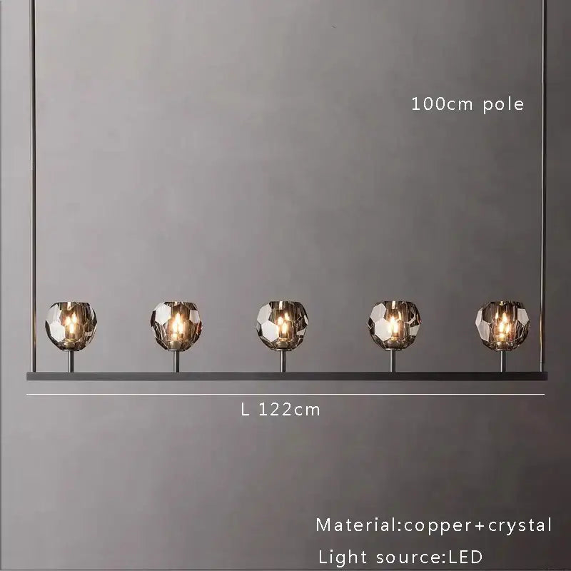 Modern gold linear crystal chandelier lights kitchen pendant