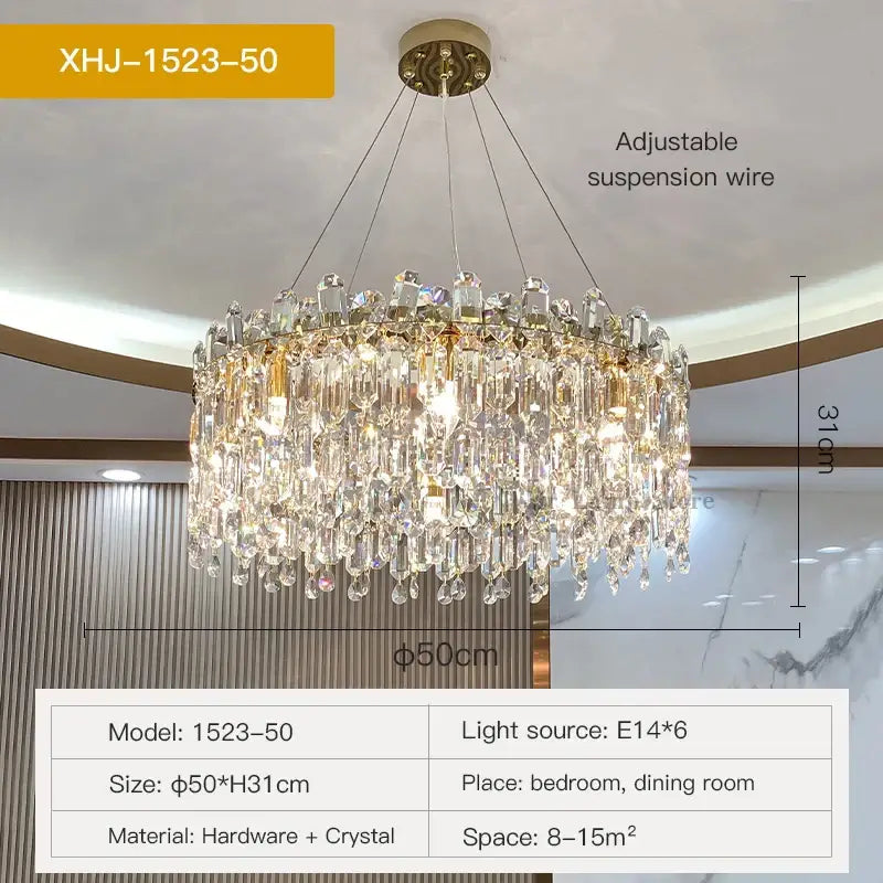 Luxe gold decorbites crystal chandelier living room hanging light