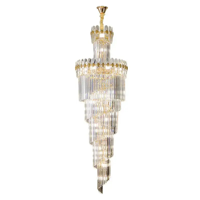 Decorbites crystal chandelier gold multi tiered stairwell lighting