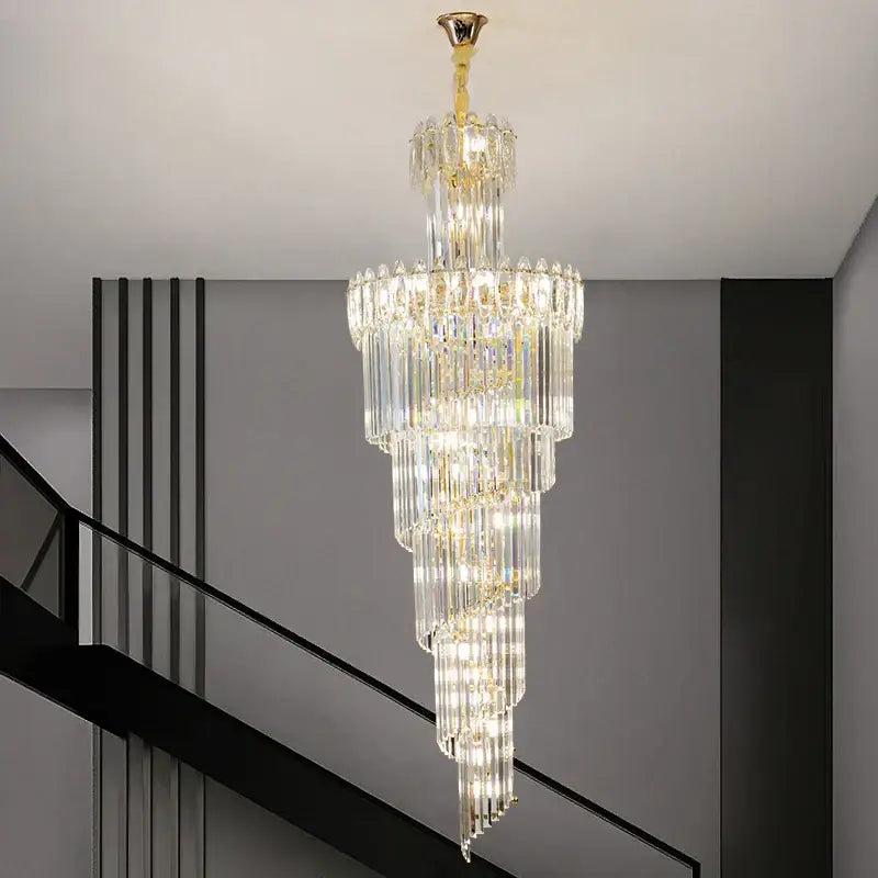 Decorbites crystal chandelier gold multi tiered stairwell lighting