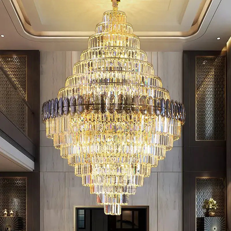 Decorbites crystal chandelier amber & clear stairwell lighting