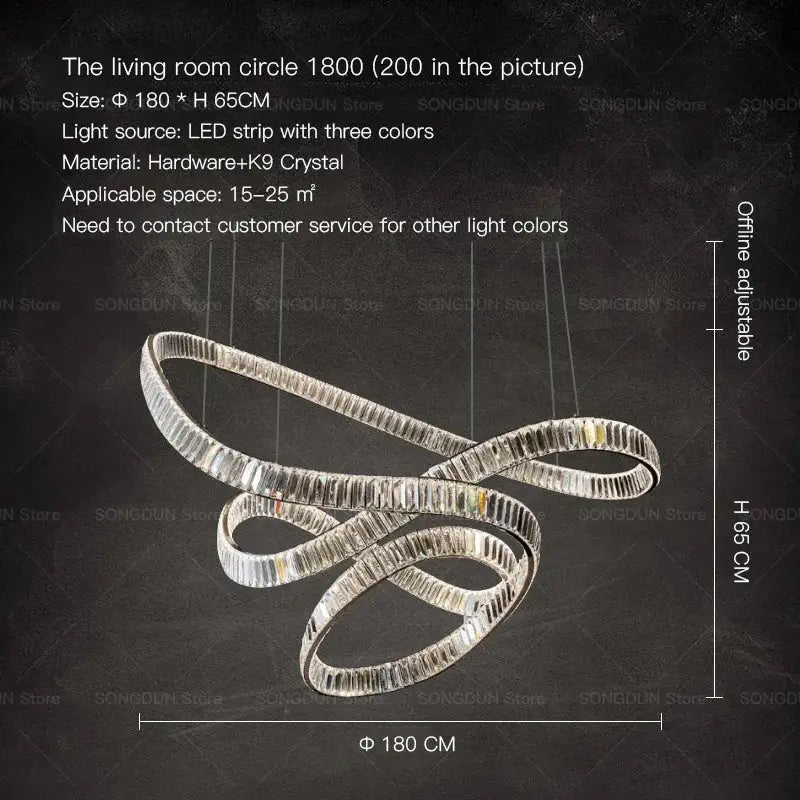 Modern spiral silver decorbites crystal chandelier living room light