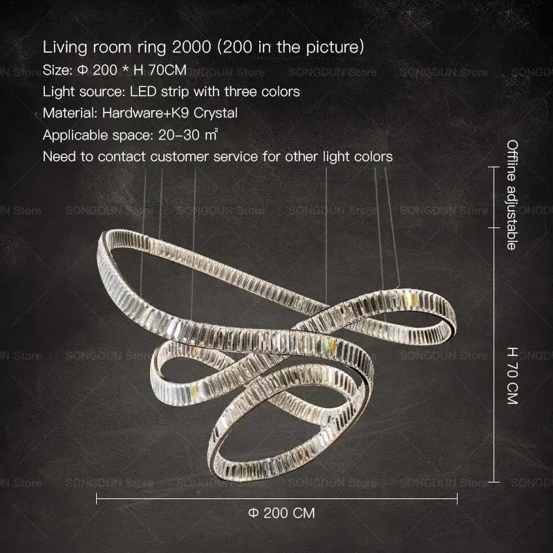 Modern spiral silver decorbites crystal chandelier living room light