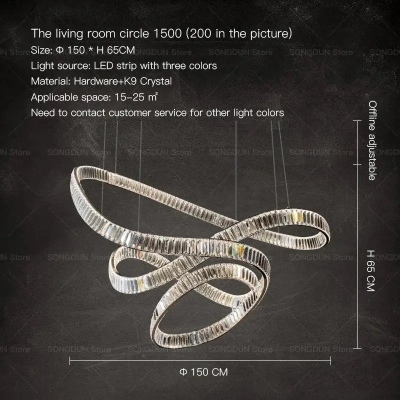 Modern spiral silver decorbites crystal chandelier living room light