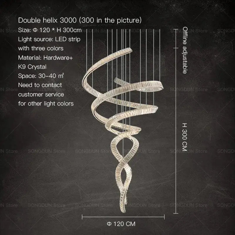 Modern spiral silver decorbites crystal chandelier living room light