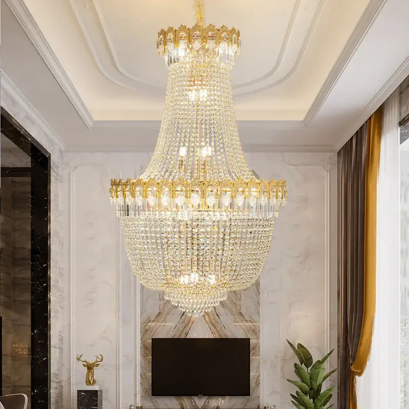 Luxury gold decorbites crystal chandelier for living room stairwell