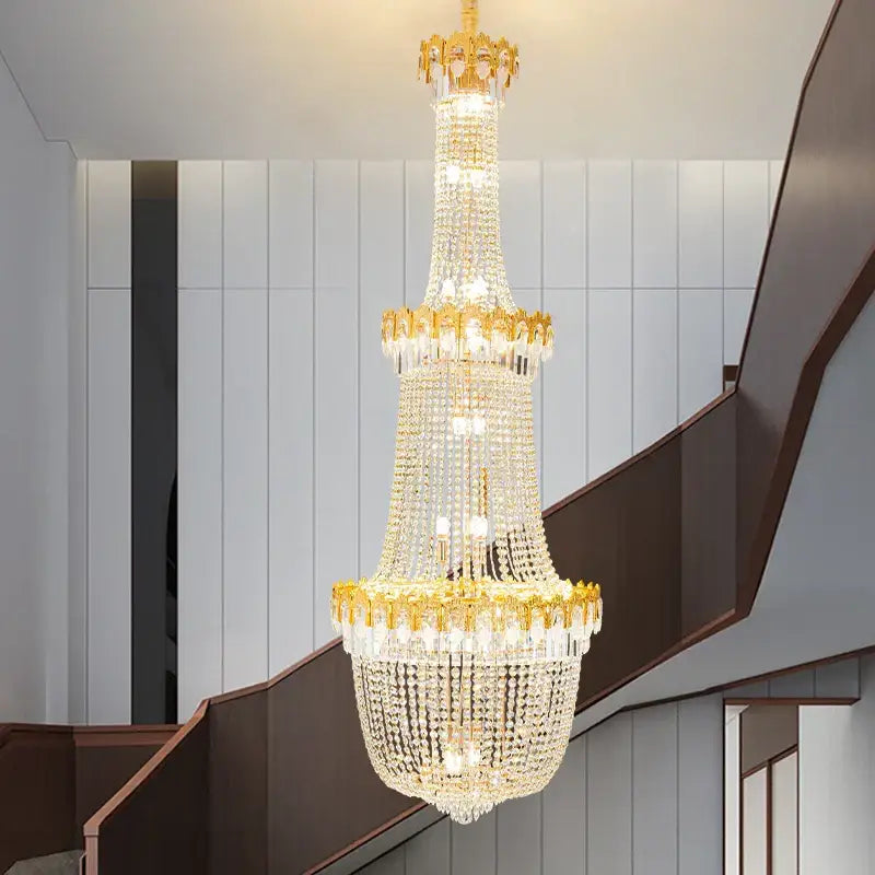 Luxury gold decorbites crystal chandelier for living room stairwell