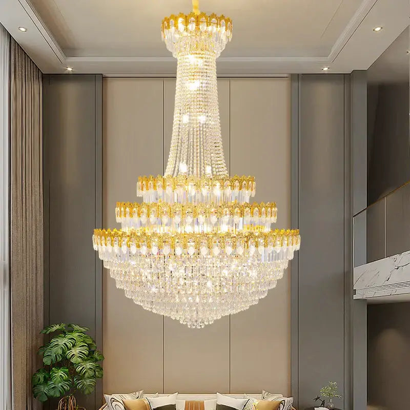 Decorbites crystal chandelier gold multi tiered living room light