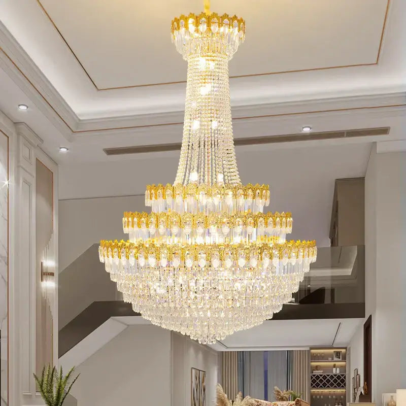 Decorbites crystal chandelier gold multi tiered living room light