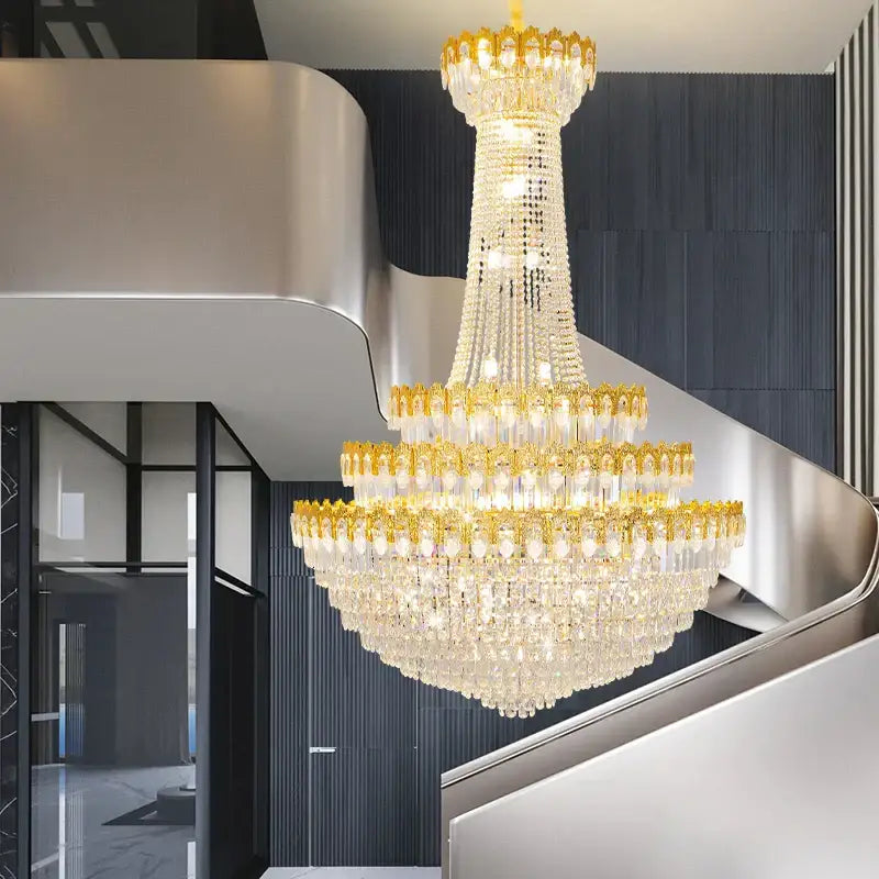 Decorbites crystal chandelier gold multi tiered living room light