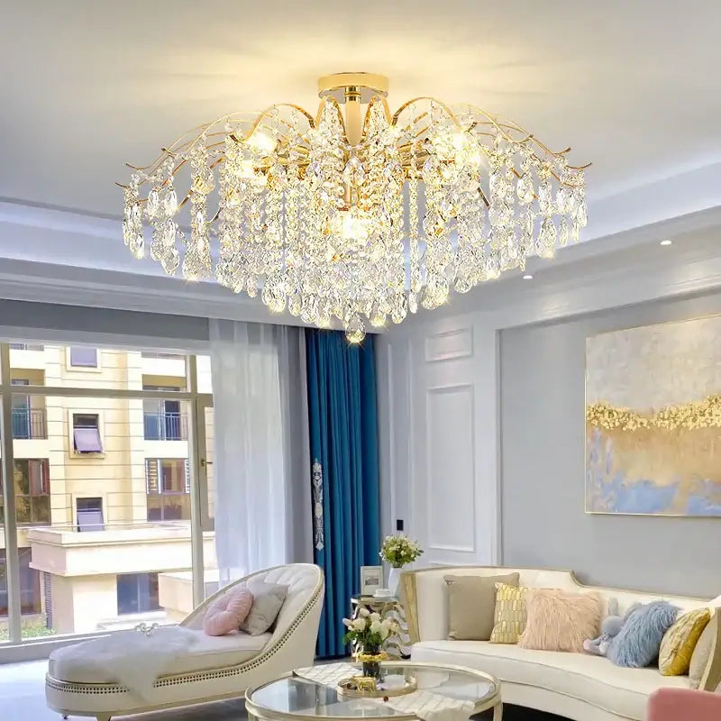 French retro gold decorbites crystal chandelier dining room light