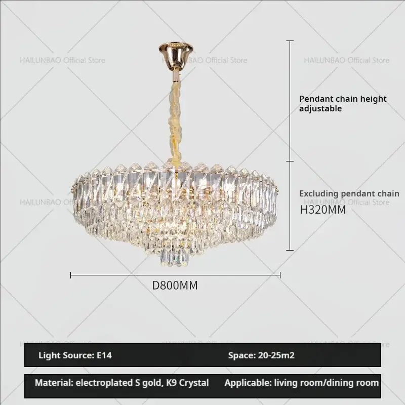 French luxury chrome decorbites crystal chandelier dining room light
