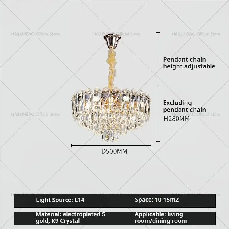 French luxury chrome decorbites crystal chandelier dining room light