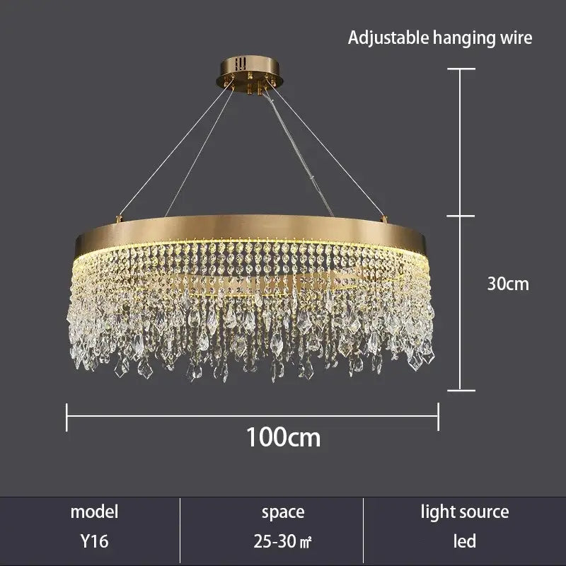 Decorbites crystal chandelier luxury gold tiered dining room light