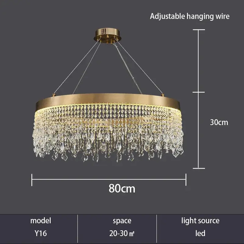 Decorbites crystal chandelier luxury gold tiered dining room light
