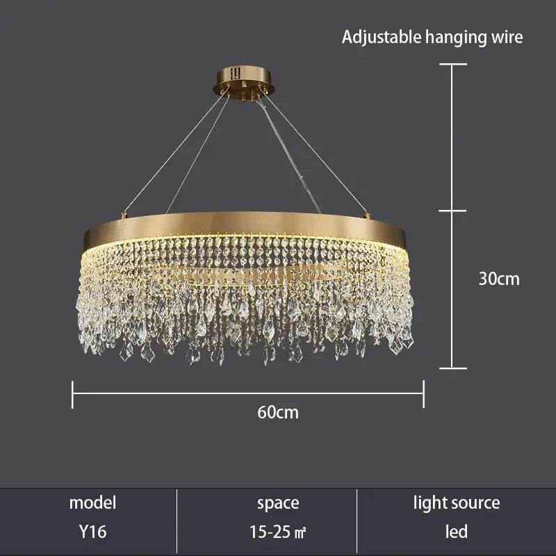 Decorbites crystal chandelier luxury gold tiered dining room light