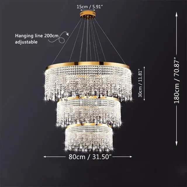 Decorbites crystal chandelier luxury gold tiered dining room light