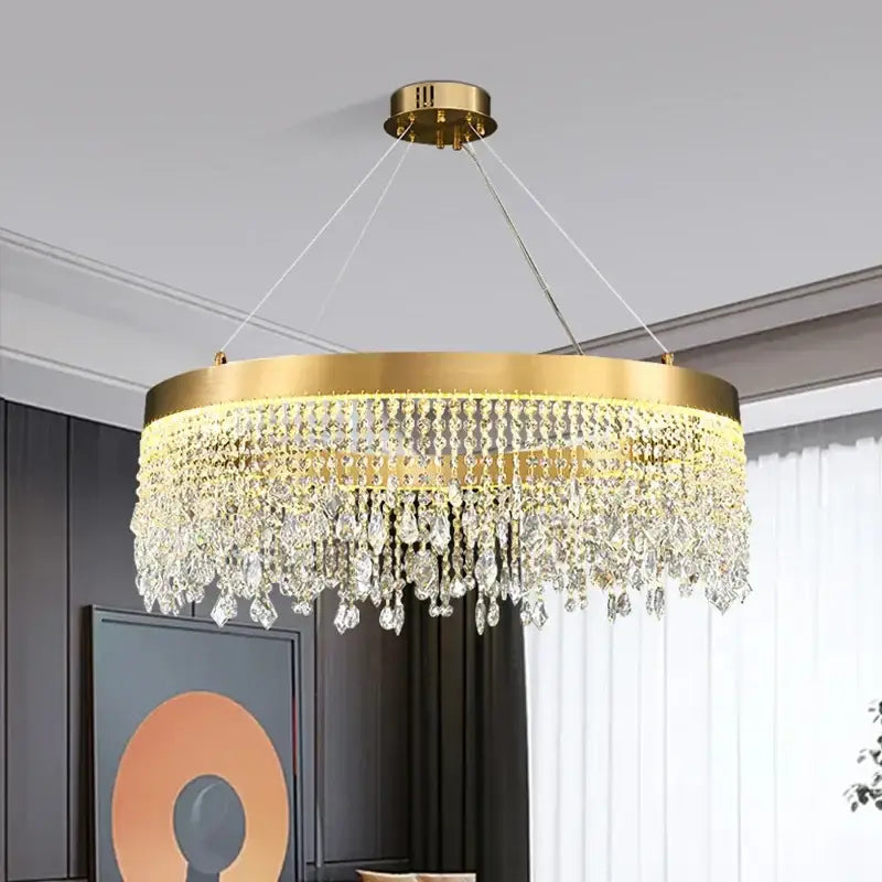 Decorbites crystal chandelier luxury gold tiered dining room light