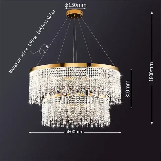 Decorbites crystal chandelier luxury gold tiered dining room light