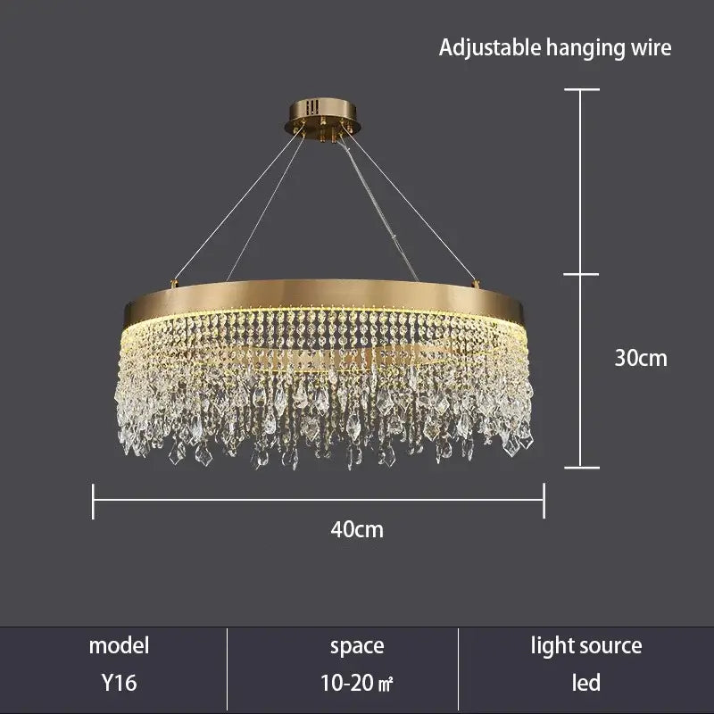 Decorbites crystal chandelier luxury gold tiered dining room light
