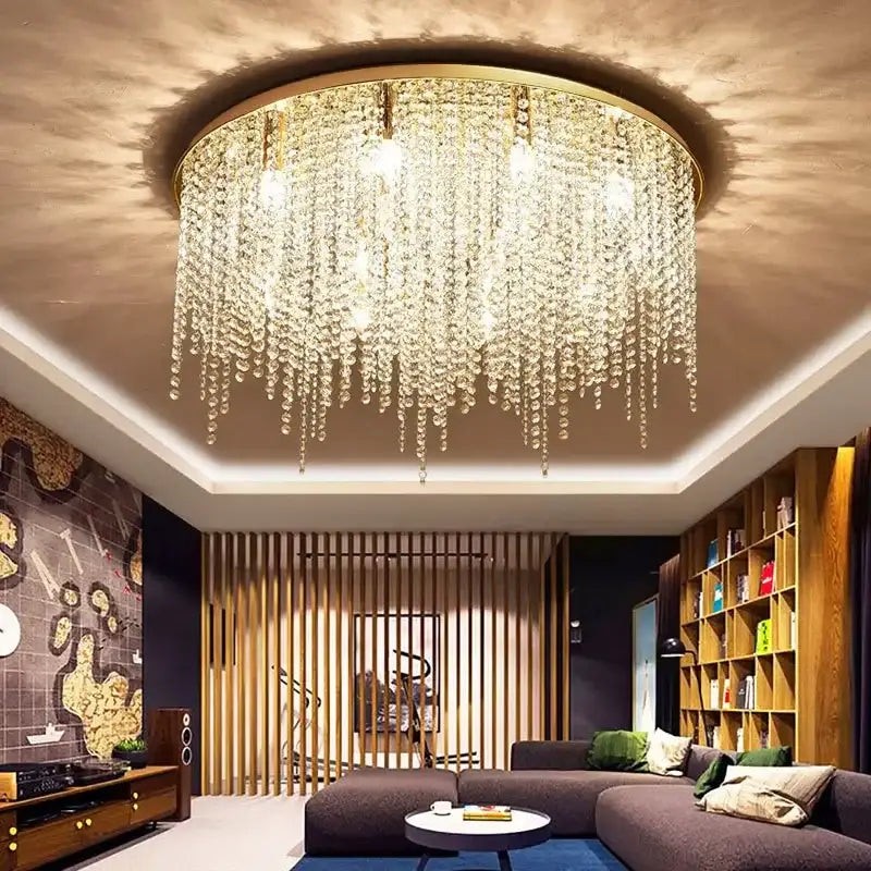 Luxury gold square decorbites crystal chandelier for living room