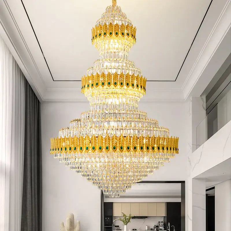 Luxury gold & emerald decorbites crystal chandelier living room light