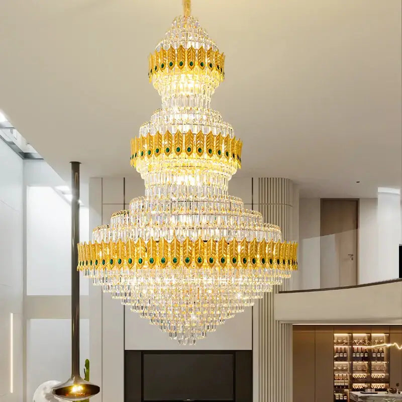 Luxury gold & emerald decorbites crystal chandelier living room light