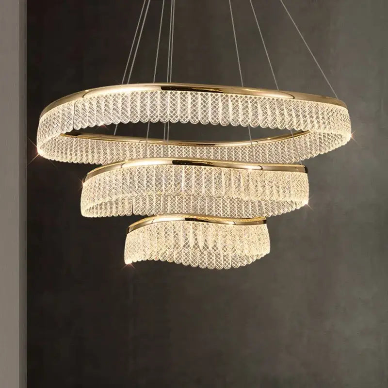 Decorbites crystal chandelier modern gold tiered light for living room