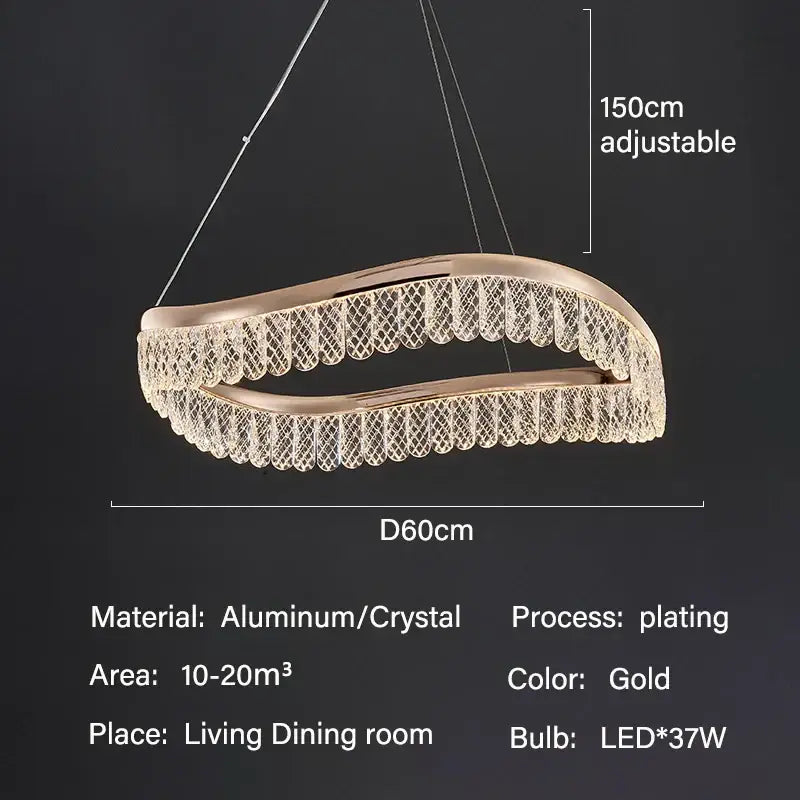 Decorbites crystal chandelier modern gold tiered light for living room