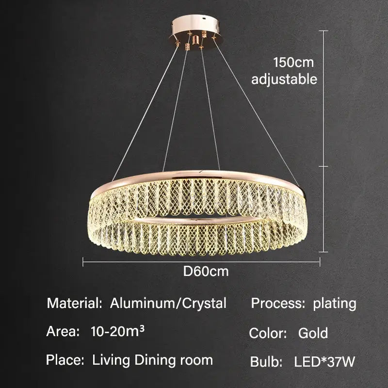Decorbites crystal chandelier modern gold tiered light for living room