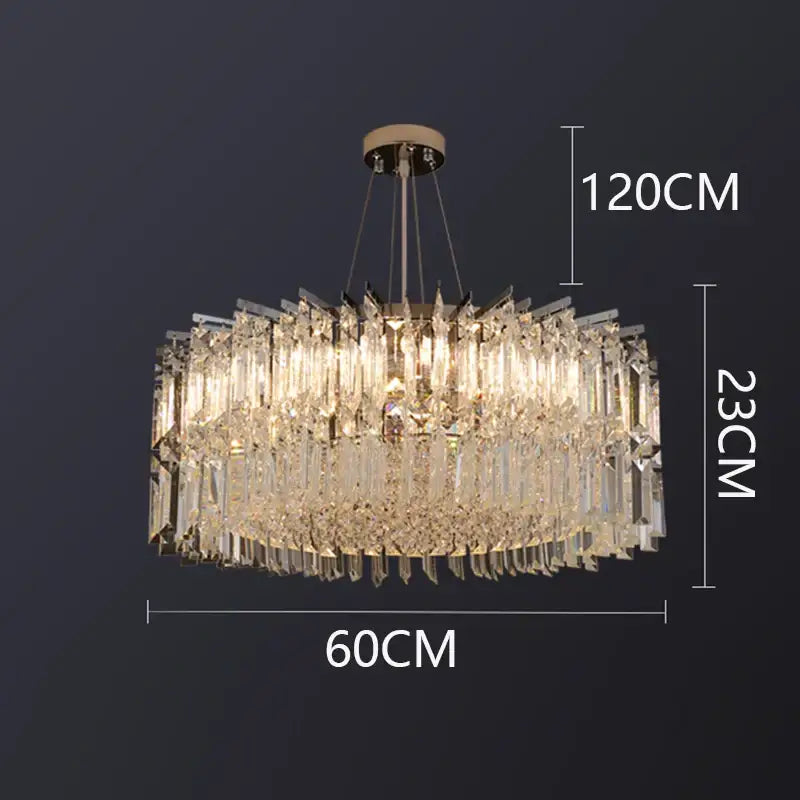 Modern tiered rectangular crystal chandelier living room pendant light