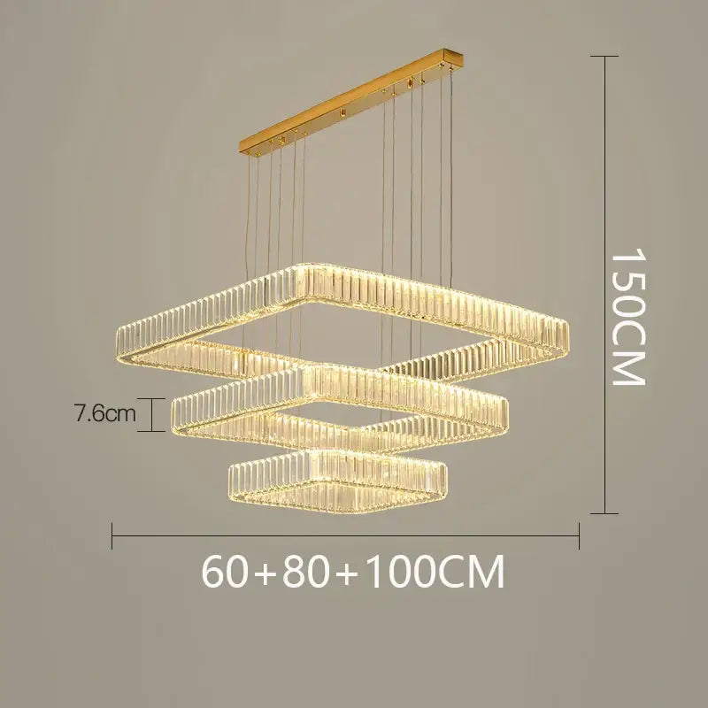 Modern gold rectangular decorbites crystal chandelier living room light