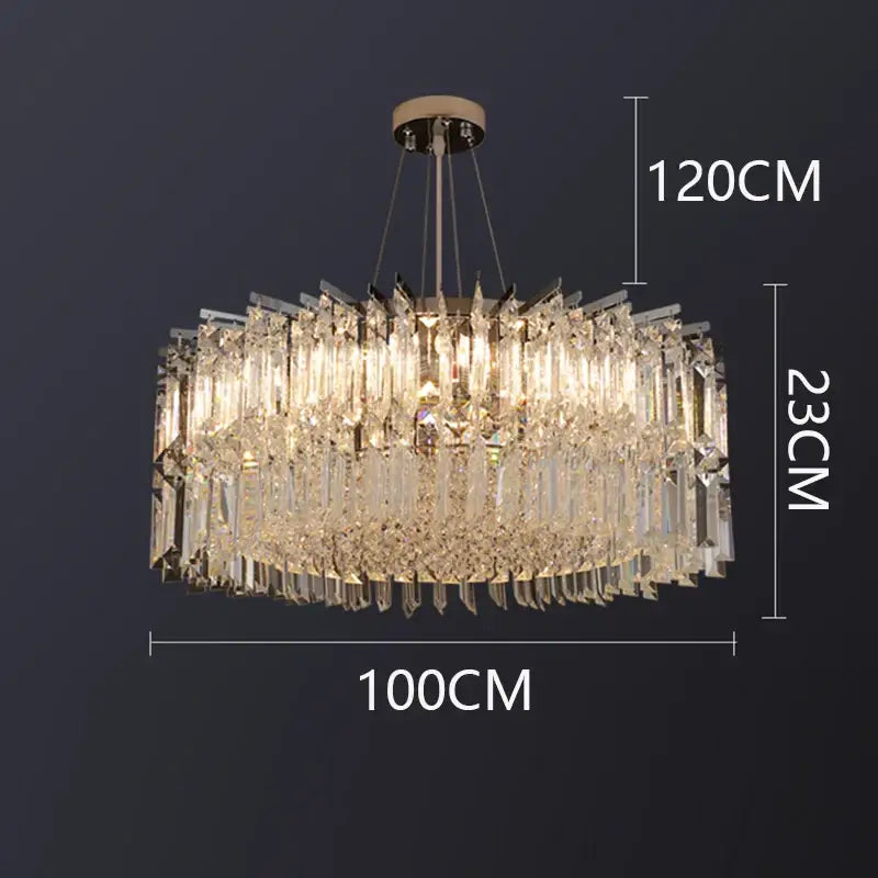Modern tiered rectangular crystal chandelier living room pendant light